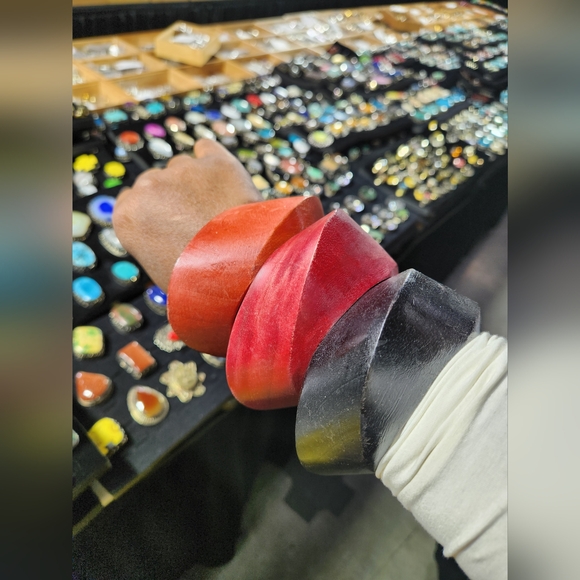 Red Wooden Statement Bracelet - Picture 3 of 5